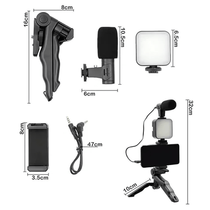 Stick Soporte Celular Micrófono + Luz Led - Malvo